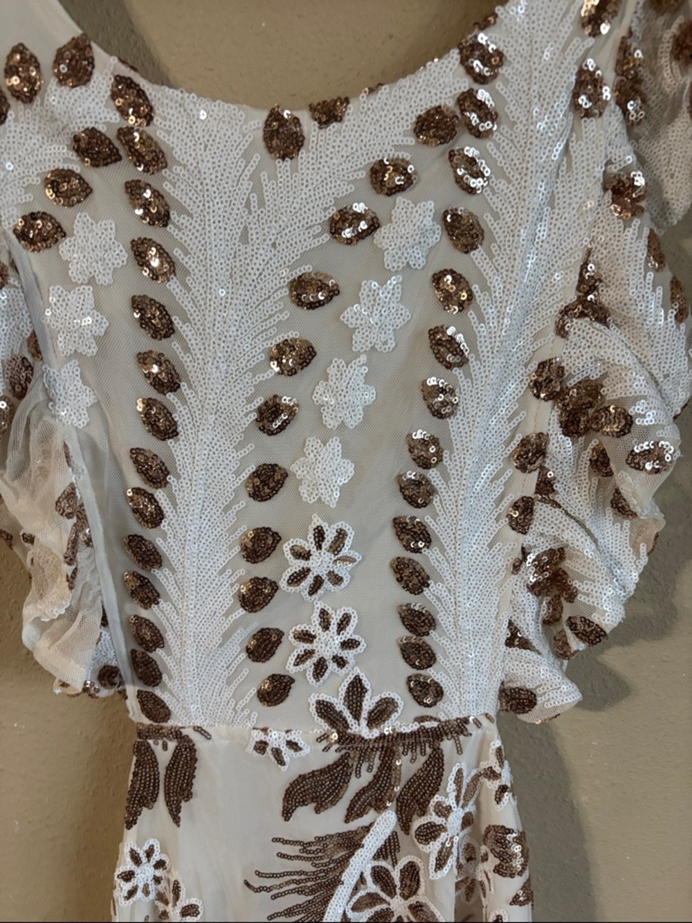 White Crochet Lace Ruffle Mini Dress - Picture 3 of 8